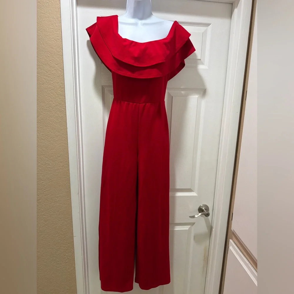 Ready To Ruffle Jumpsuit - Red - Picture 7 of 7